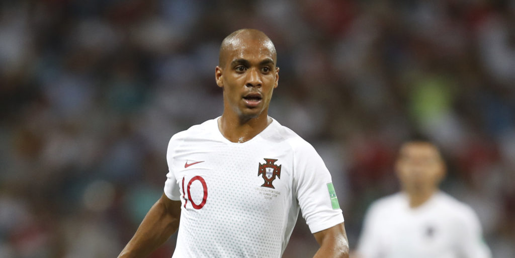 Uruguay players during the 2018 FIFA World Cup match against Portugal