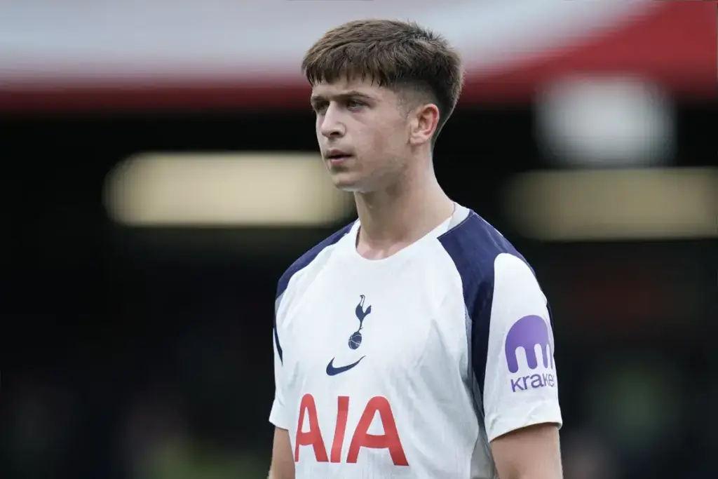 Mason Melia in action for Tottenham Hotspur