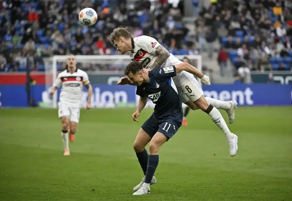 Fisnik Asllani in action for Hoffenheim, the striker linked with Tottenham whose move to RB Leipzig collapsed after a failed medical